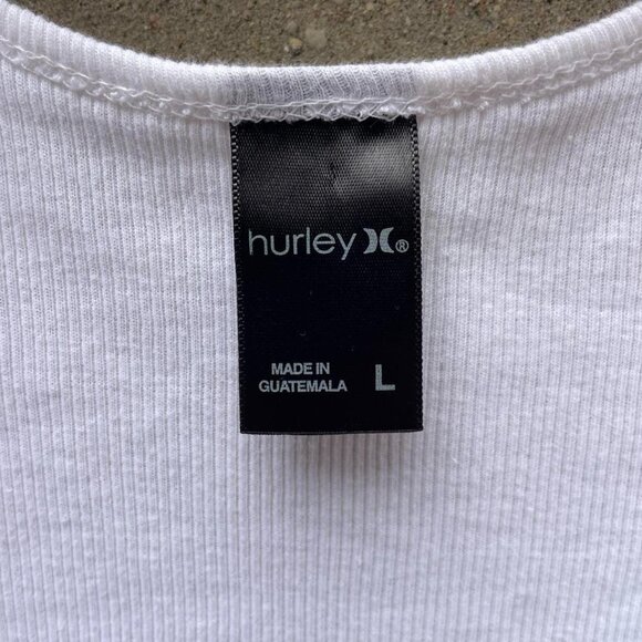 White Hurley Tank Top with Plaid Logo - Picture 3 of 8